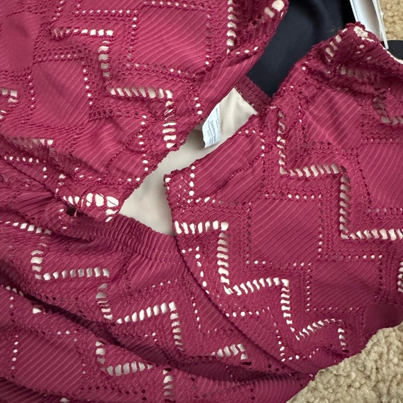 ZIMMERMAN Textured U-Link One Piece | Burgundy, Lined, Full Coverage AS IS - Picture 6 of 7